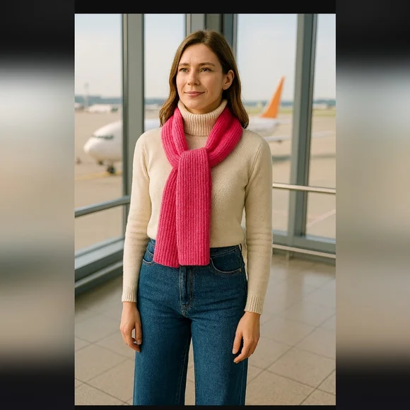 NWT Merino Wool Blend Pink Scarf by Gap● - Picture 6 of 8